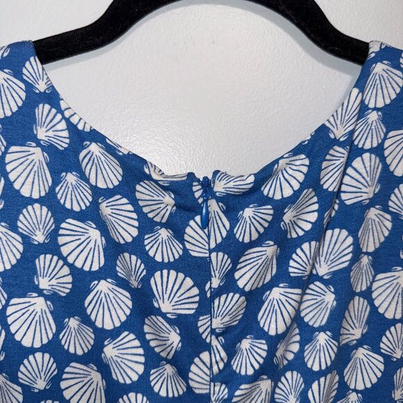 Hobbs London Blue & White Shell Print Sleeveless Dress Womens Size 14 - Picture 6 of 8